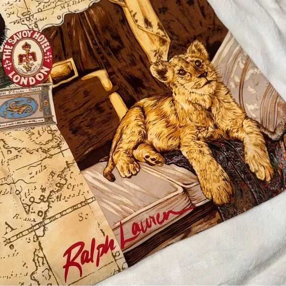 RARE VINTAGE RALPH LAUREN AFRICA 100% silk SCARF 34x34